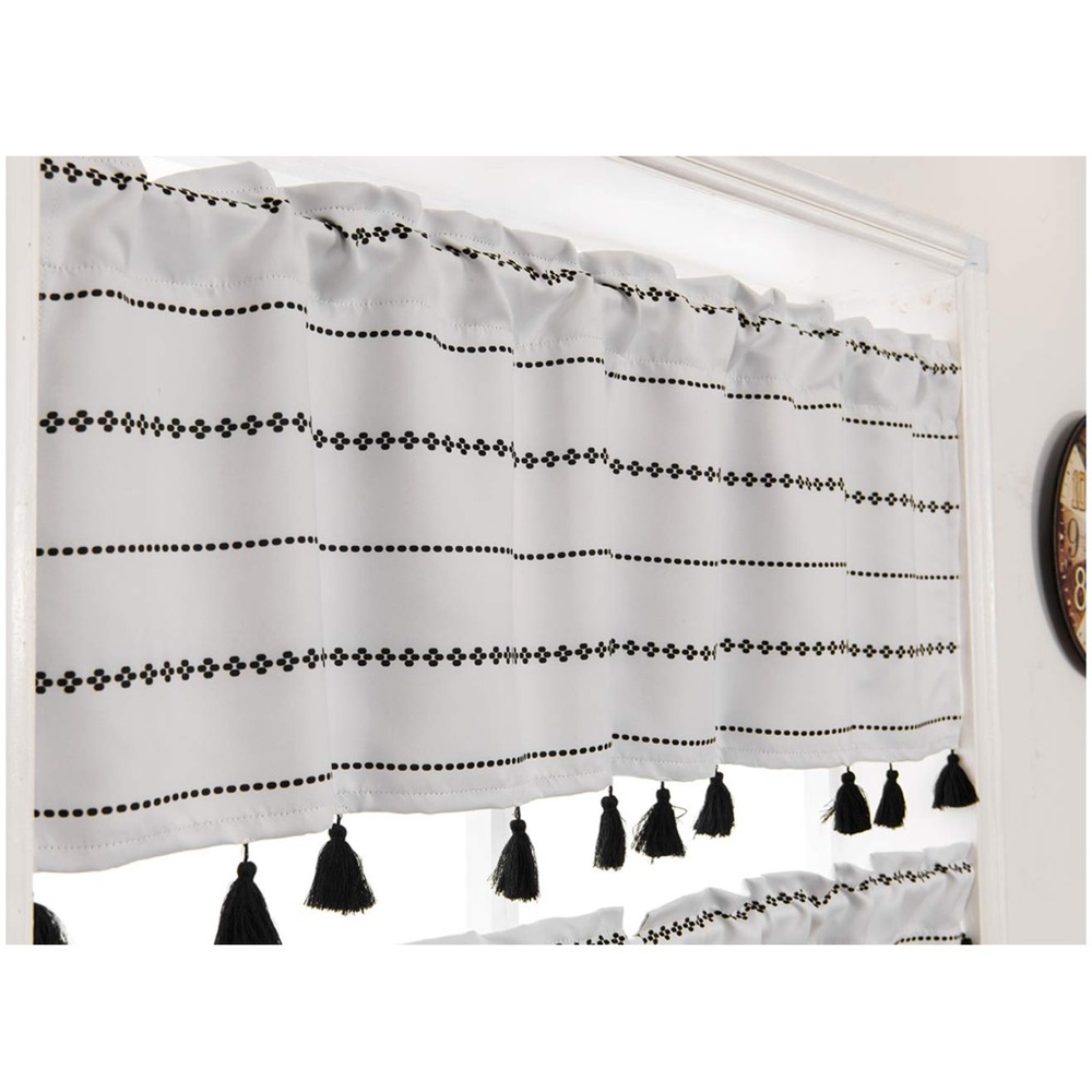 BoHo black and white window valance